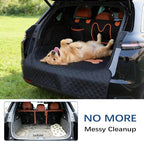 SUV Cargo Liner for Dogs, 100% Waterproof PU Leather Dog Trunk Cover for SUV with Bumper Flap & Side Walls, Heavy Duty Pet Cargo Protector, Fit for Most Mid-Size Large SUVs (Bone Pattern, L)