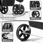 MoNiBloom Foldable Pet Stroller with Weather Cover, 3 Wheels Pet Strolling Cart for Small/Medium Dogs and Cats with Storage Basket and Cup Holder, Breathable and Visible Mesh for All-Season, Black