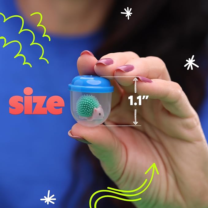 Hedgehog Mini Toys for Kids in Capsules - 50 Pcs of 1.1 Inch Plastic Capsule & Hedgehog Toy Figurines for Kids - Bulk Toys in Capsules - Easter Basket Stuffers