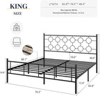 King Size Classic Metal Platform Bed Frame with Headboard and Footboard, Victorian Style Iron Bedframe with 12 inch of Storage Under Frame, Slat Support, No Springs Required, Easy to Assemble (Black)