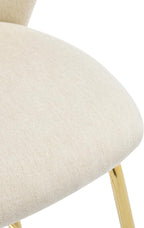 Christopher Knight Home Kira Indoor Upholstered Barstool with Metal Frame Set of 2, Bar Chairs Kitchen Stools, Comfy Fabric Bar Seating for Island Home Office, 29.5''Seat Height, Beige+Gold