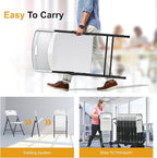 8 Pack Folding Chairs, 700lbs Capacity Heavy Duty Folding Chair with Reinfoced Steel Frame for Indoor/Outdoor Use, White Plastic Foldable Chairs for Party, Patio, Meeting, Wedding and School