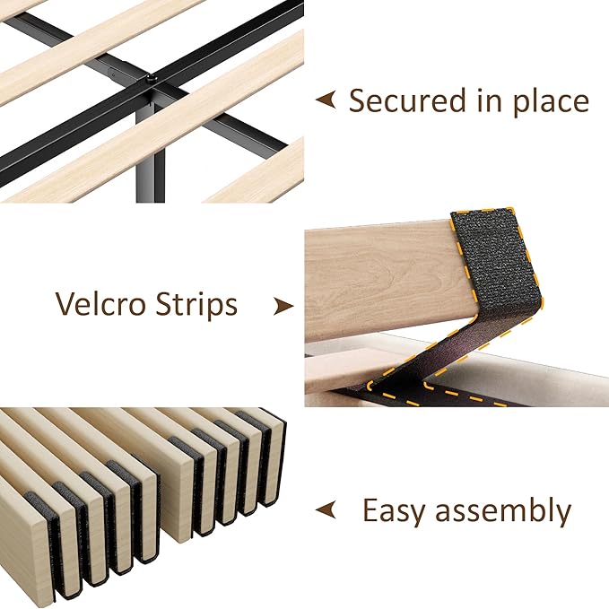 Queen Size Bed Frame with LED Lights, Upholstered Platform Bed with Adjustable Headboard, No Box Spring Needed, Noise-Free, Easy Assembly, Velvet Beige