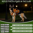 Tactical Molle Vest Mesh Dog Harness with 10 Removale Pet Patches | Breathable Service Dog harness with Double Soft Padded Handle for Medium Dog, Reflective Military Pet Vest for Walk Hiking