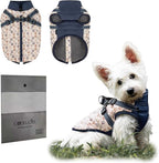 Dog Winter Coat for Small & Medium Dogs (Up to 31lb), Waterproof Dog Coat with Harness, Puppies Windproof Puppy Puffer Jacket, Snowsuit for Dachshund,Frenchie, Corgi (Paw Blue, Small)
