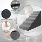 Dog Stairs for High Beds 30-36 inches Tall, 6-Step Dog Steps for Bed 32-36 inches for Small Large Dogs, Dog Ramp for Bed, 30D Foam Pet Stairs/Steps for High Beds for Old Dogs/Cats, Grey