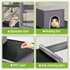 Large Ferret Cage, Chinchilla Cage with 5 Levels, Wooden Guinea Pig Cages with Wheels, Small Animal Cages with Ramp, Hideout, Pull Out Tray, for Rat, Hamster, Hedgehog