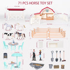 Horse Club Riding Arena 71-Piece, Horse Stable Toys Playset, Farmmer Figures,Farm Animal Figurine, Coffee Shop, Barn with Fence Toys for 3-7 Years Old Kids Boys Girls Toddlers