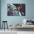 Quorin Astronaut Wall Art Funny Spaceman Basketball Pictures Space Galaxy Planet Wall Decor Canvas Print Painting Artwork for Bathroom Living Room Bedroom 16"x24"