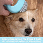 Pet Hair Removal Massage Shell Comb, Soft Deshedding & Dematting Grooming Brush for Dogs, Cats, Puppies & Rabbits – Removes Loose Fur & Mats, For Long & Short Hair (Cyan)