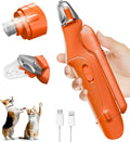 Dog Nail Clippers & Cat Nail Clipper With Catcher, 2 In 1 Dog Nail Trimmers & Grinder With Light for Large Small Dogs Cats,Silent Groom Pro Claw Trimmer, Rechargeable Dogs Nails Grinder Quiet