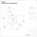 SIMPLIHOME Giselle Counter Stools (Set of 2) - 24 Inch Seat Height Swivel Upholstered Metal Kitchen Stools in Light Grey Polyester Linen, Contemporary Modern Seating with Padded Seat and Backrest