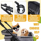 Dog Stroller Cat Stroller Pet stoller 3-in-1 Folding Dog Stroller for Small Medium Dogs Cats with Detachable Carrier Storage Basket Waterproof Lightweight for Travel,Grey