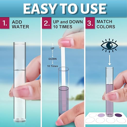 EASYTEST 9-Way Pool Test Strips, 140 Strips for Hot tub and Spa, Accurate Testing pH, Total Chlorine, Free Chlorine, Bromine, Alkalinity, Total Hardness, Cyanuric Acid, Salt and Copper