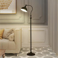 MIXL-Black Gooseneck Floor Lamp with Knob Switch,Adjustable Shade Metal Standing Light,Rotatable Floor Reading Lamp Over Chair,Industrial Standing Lamps for Living Room Bedroom and Office
