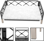Dog Couch, 2-in-1 Dog Sofa Bed with Woven Rattan Black Wicker Frame, Indoor/Outdoor Durable Pet Sofa with Removable Plush White Cushion for Kitty, Puppy, Small Animal