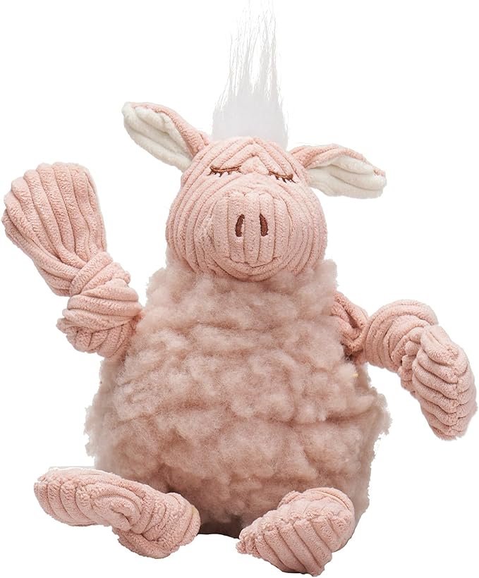 HuggleHounds Knottie Plush Dog Toy - Dog Stuffed Animal Toy, Squeaky Puppy Toys, for Small, Medium & Large Dogs, Durable Plush to Keep Them Busy - Penelope Pig, Small