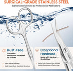 THRAU Left-Handed Cuticle Scissors – Surgical Grade Stainless Steel with Sharp Curved Tip for Cuticles, Nails, Eyebrows, Eyelashes, Nose Hair & Beard – Ideal for Manicure & Precise Grooming