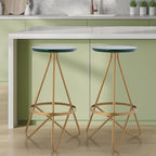 JONATHAN Y BSL1000B Spiroa 30" Modern Industrial Metal Backless Circular Bar Stool for Home, Kitchen, Dining Room, Workspaces, Cafes and Resturants, Green Seat with Gold Frame