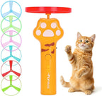 Cat Chase Fetch Toy - Rechargeable Disc Launcher with 6 Flying Spinners - Best Interactive Pet Hunting Toys for Indoor Outdoor Yard Cats Dog (Yellow)