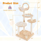 Tangkula Solid Wood Cat Tree, 4-in-1 Building Block Large Cat Tower with Space Capsule Nest, Scratching Posts, Padded Platform, Hanging Toy, Cat Tree Tower with 4 Transformations for Indoor Cats