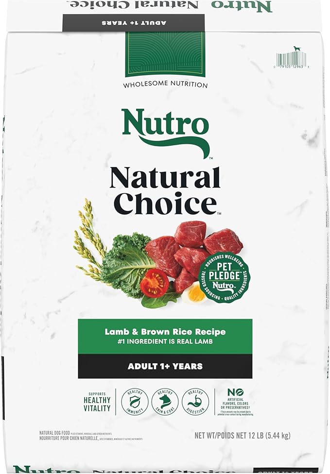 Nutro Natural Choice Adult Dry Dog Food, Lamb and Brown Rice Recipe, 12 lbs.