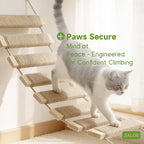 22in Outdoor Cat Tree & Bridge, Multi-Level Cat Ladder with Sisal Rope, Durable Climbing Frame, Scratch Post, Perch & Play Tower for Indoor/Outdoor Cats, Parrots & Small Pets (Wood, 22in)