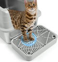 Litter Box Step, Cat Step/Ramp/Catcher with Filter Function, Easy to Clean, Filter Pedal Ideal for Kitten & Elderly Cats (Light Grey)