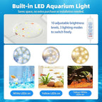 Small Fish Tank Betta 2.5 Gallon Desktop Aquarium Kit with LED Light and Water Pump & Black Filter Sponge & Bio Ball Filter Media Compact Aquarium for Betta Fish, Shrimp(White)