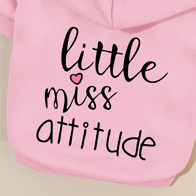 Cat Hoodies for Cats Puppy Pet Clothes Cat Apparel Little Miss Attitude Print Dog Hoodie for Small Medium Dogs Outfits for Kittens(Pink,2XL)