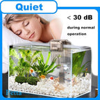 Slim Aquarium Filter with Surface Skimmer,Quiet Hang on Back Fish tank Filter (A-1) for 1-10 Gal Aquariums, 53GPH(200L/H), 3W, 1 Pre-filter Sponge, 1 Filter Pad
