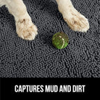 GORILLA GRIP SoakSTOPPER Dog Door Mat, 36x24 Machine Washable Rug Absorbent Doormat Captures Moisture Mud Dirt, Quick Dry Soft Chenille Entryway Rugs Indoor Entrance Mats for Dog Paws, Charcoal