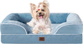 EHEYCIGA Orthopedic Dog Bed for Small Dogs, Waterproof Memory Foam Small Dog Beds with Sides, Non-Slip Bottom and Egg-Crate Foam Medium Pet Couch Bed with Washable Removable Cover, Washed Blue