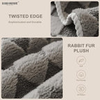 HANDONTIME Non-Slip Pet Couch Cover Washable, Plush Faux Fur Couch Protector for Cushion Pet-Friendly Sofa Covers for Dogs, Checkered Diamond Sectional Covers Dog Mat for Sofa (Grey, 35.6" x 82.7")