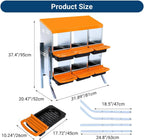 Chicken Nesting Boxes, 6 Hole Metal Chicken Laying Box with with Removable Trays and Roll Out Egg Collection for Chicken Coop, with Metal Bracket, Orange
