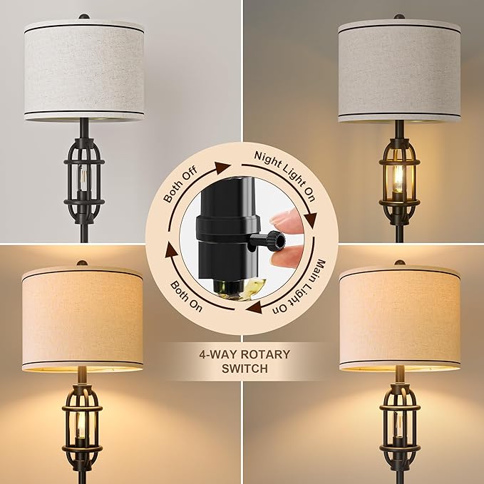 62.5" Floor Lamp for Living Room Industrial Black Standing Tall Lamps for Bedroom Mid Century Modern Corner Floor Lamps for Office Nursery Reading Light Room Lamp, Bulbs Included