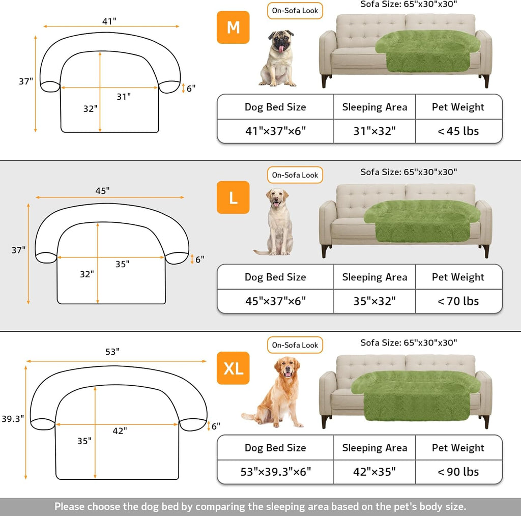 GGIB Calming Dog Bed Fluffy Plush Dog Mat for Furniture Protector with Removable Washable Cover for Large Medium Small Dogs and Cats (Large, Grass Green)