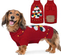 BRKURLEG Christmas Dog Sweaters for Cold Weather, Warm Turtleneck Sweaters for Small Dogs, Xmas New Year Pullover Knitted Sweatshirt for Cats, Dachshund, Poodle, Shih Tzu (Red, S)