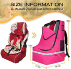 LARIPOP Car Seat Travel Bag for Airplane Gate Check Approved, Padded Backpack with Adjustable Straps, Reflective Strips & Protective Feet for Infant Convertible Booster Seats, Pink