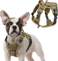 rabbitgoo Tactical Dog Harness for Small Dogs, No Pull Military Service Vest with Handle & Molle, Easy Control for Training Walking, Adjustable Reflective Straps, Brown camo, S