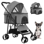 BestPet Pet Stroller Premium 3-in-1 Multifunction Dog Cat Jogger Stroller for Medium Small Dogs Cats with Folding Lightweight Travel & Detachable Carrier,Grey