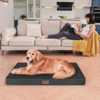 Large Comfy Washable Dog Bed, Orthopedic Egg Crate Foam Dog Crate Mat for Large Dogs with Removable Cover, 41x27 Inch, Black