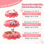 Cute Calming Dog Beds Clearance for Large Dogs, Anxiety Bolster Dog Bed with Octopus Shape, Pink, Red, Boho, Round Pet Bed Cat with Removable Cushion