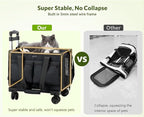 Pecute Cat Carrier with Wheels,Steel Wire Frame Cat Carrier, Stable Pet Trolley Bag for Cats, Pet Handbag and Stroller, Portable Cat Carrier Bag for Car Travel Bus Subway, Dark Grey