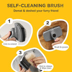 Deshedding Dog Brush for Shedding – Self Clean Cat Brush Deshedding & Grooming Tool for Long Haired and Short Haired Dogs, Slicker Brushes for Dogs, Skin-Friendly, Retractable Bristles, Easy to Clean