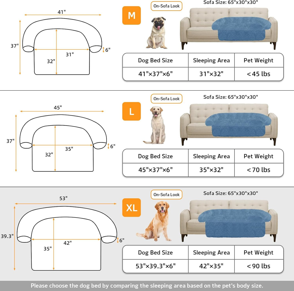 GGIB Calming Dog Bed Fluffy Plush Dog Mat for Furniture Protector with Removable Washable Cover for Large Medium Small Dogs and Cats (Extra Large (53x39.3x6), Navy)