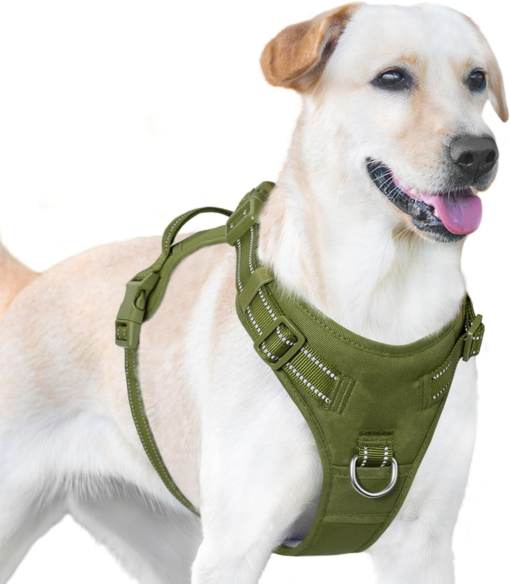 No Pull Dog Harness, Reflective Puppy Vest for Small Medium Large Sized Dog (Misty Green,L)