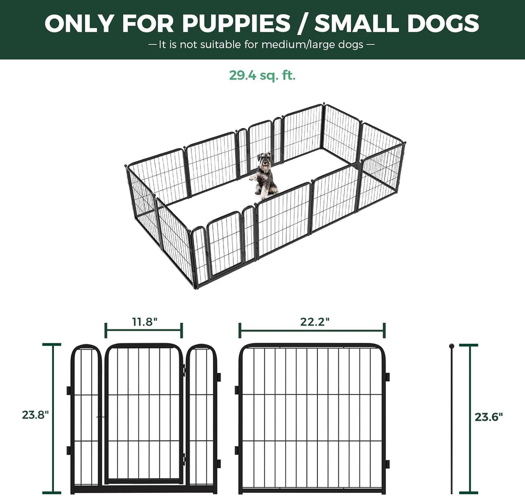 FXW Homeplus Unleashed Indoor Dog Playpen - Stress-Free and Safe Play, Heavy Duty 24 Inch 12 Wire Panels Dog Pen for Puppy and Small Dogs, Black│Patented