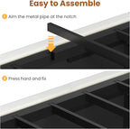 ADORNEVE Lift Up Storage Twin Bed Frame with LED Lights, Hidden Storage Headboard and Charging Station, Upholstered Platform Bed, LED Bed with Hydraulic, No Box Spring Needed, Creamy White