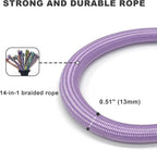 Rope Dog Leash, 6 Foot Heavy Duty Dog Leash with Aviation Aluminum Auto Locking Carabiner, Strong Nylon Pet Lead for Small, Medium, Large Dogs (Purple, 6FT)